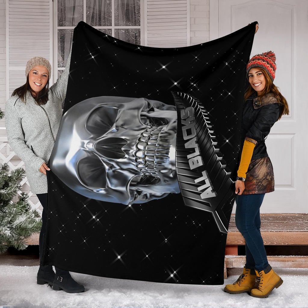 All Blacks Skull blanket